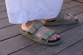 Yamato Leather Reflexology Sandals Khaki Green